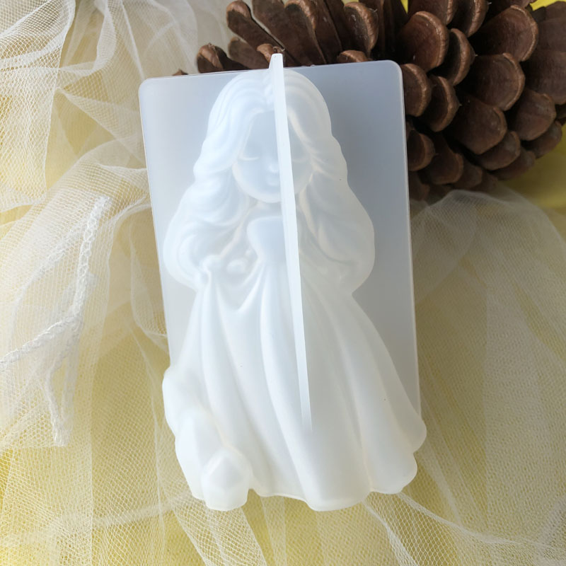 Candle Molds - 3D carino principessa candela in silicone